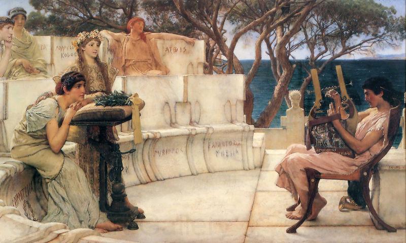 Sir Lawrence Alma-Tadema,OM.RA,RWS Sappho and Alcaeus Spain oil painting art